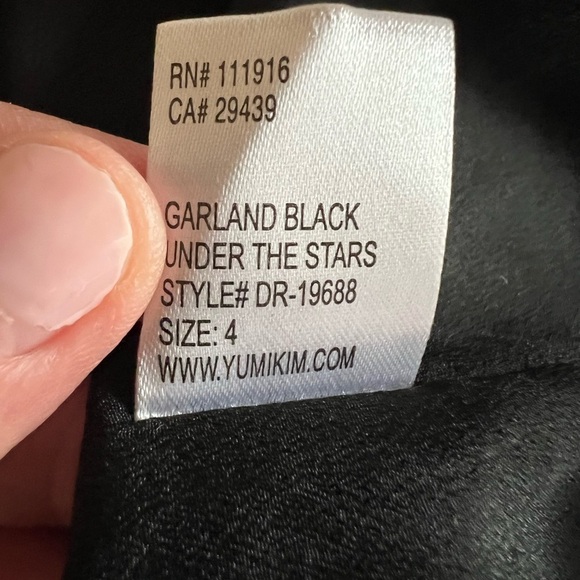 Yumi Kim black floral v-neck mini ruffle dress sz 4 cottagecore romantic - Picture 5 of 10